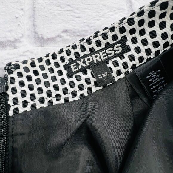 Express Pleated Mini Skirt Women's Size 2 Black White Blue Floral Tulle Layered - Picture 3 of 8